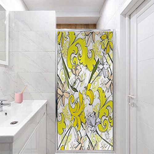 Floral Yellow Window Privacy Film, 17.7 inch by 23.6 inch O4678