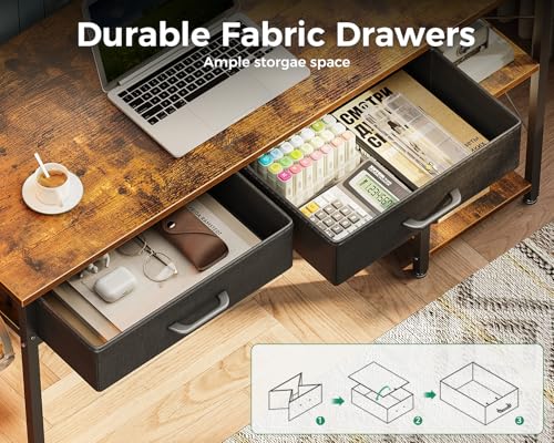 40 Inch White Small Computer Desk With Drawers & Power Outlet L185834