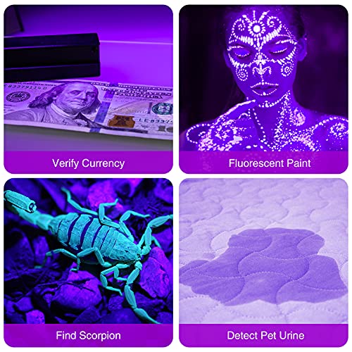 UV Black Light Flashlights, 4 Pack 395nm Mini Pen Lights with Clip, Waterproof Ultraviolet Flashlights Q186
