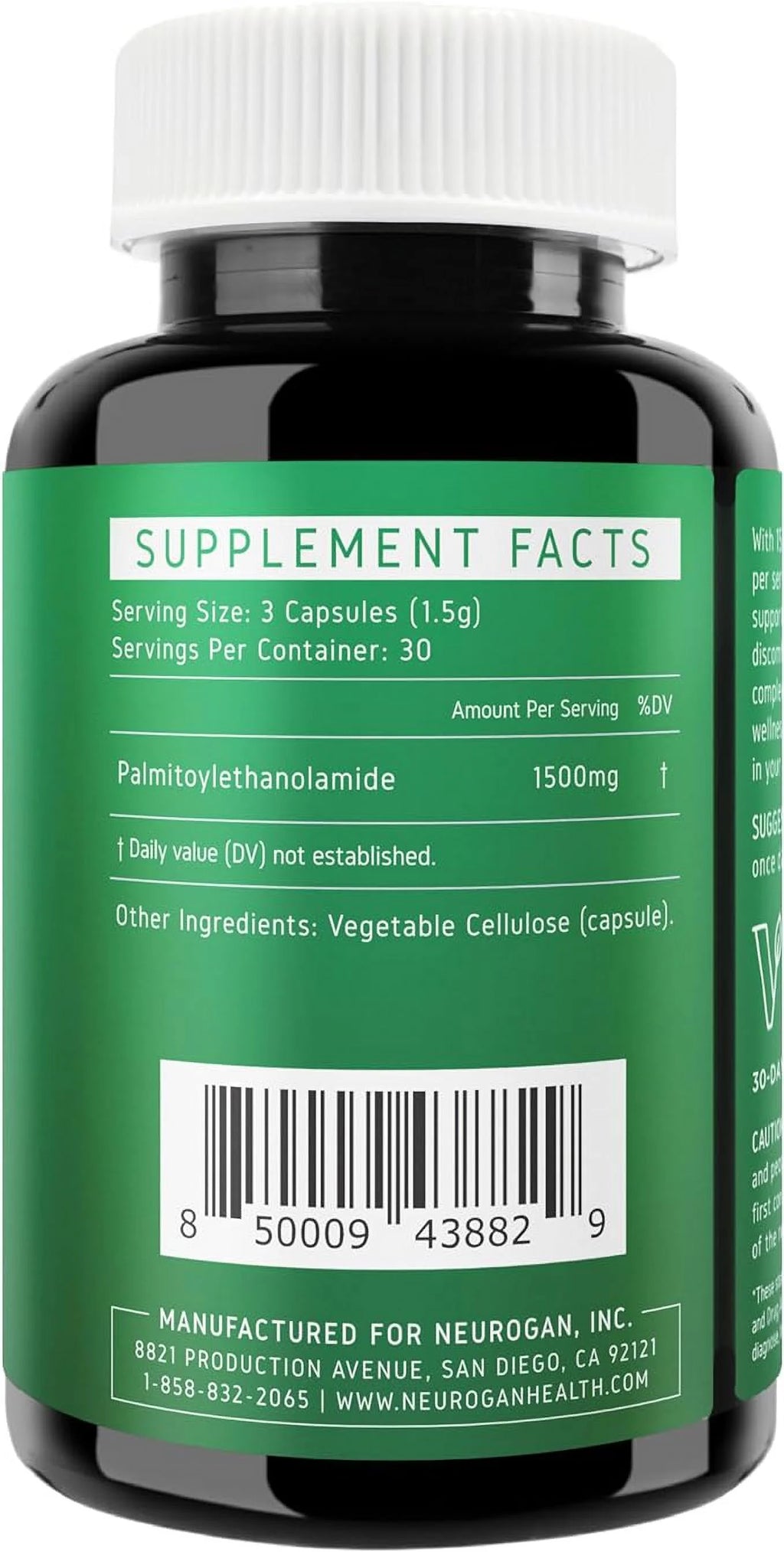 Ultra Micronized Palmitoylethanolamide (PEA) Supplement - 1500 MG Per Serving - 90 Capsules J86792