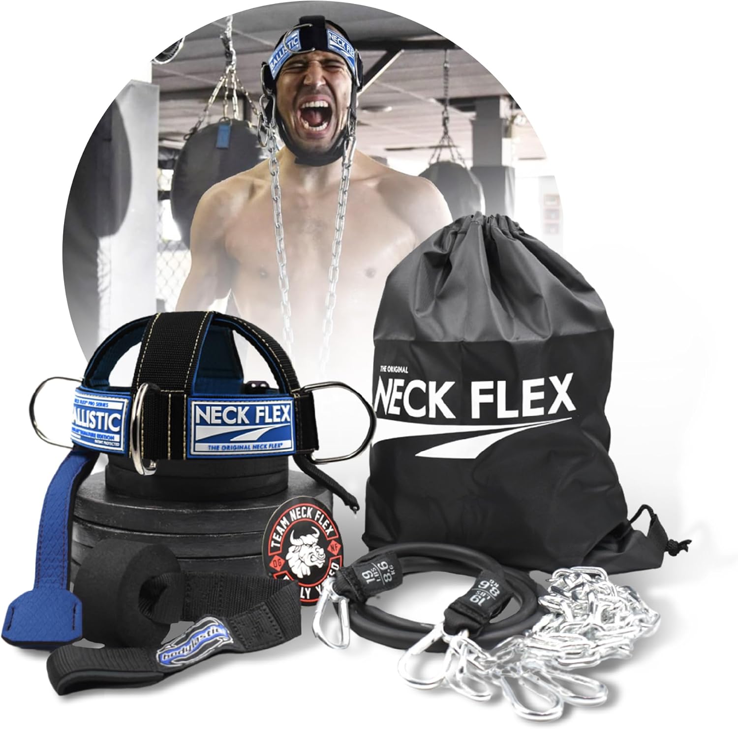 Heavy-Duty Head Harness with Chain, Resistance Band & Door Anchor D878
