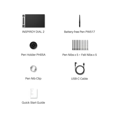 Bluetooth Wireless Graphics Drawing Tablet with Dual Dials Battery-Free Stylus G637440