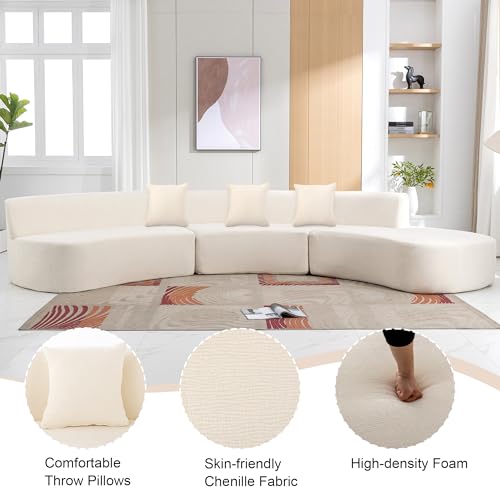 Oversized Modular Sectional Sofa Upholstered Chenille Deep Seat Sofa Couch with Chaise & Pillows, 5 Seater Grey Q250