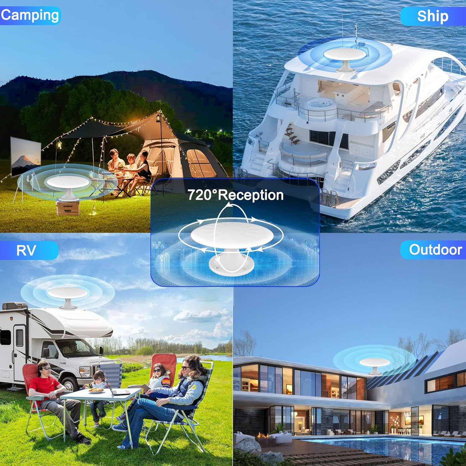 White 720° Omni Directional Digital HD TV Antenna with 35ft Cable H41218