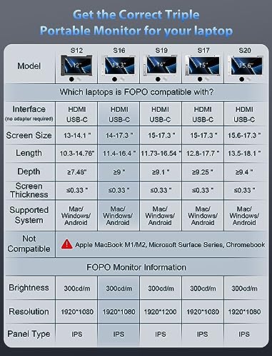 13.3" Triple Portable Monitor FHD 1080P IPS R6219
