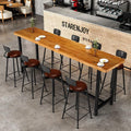 Rectangular High Top Wooden Bar Table with Iron Legs O534175