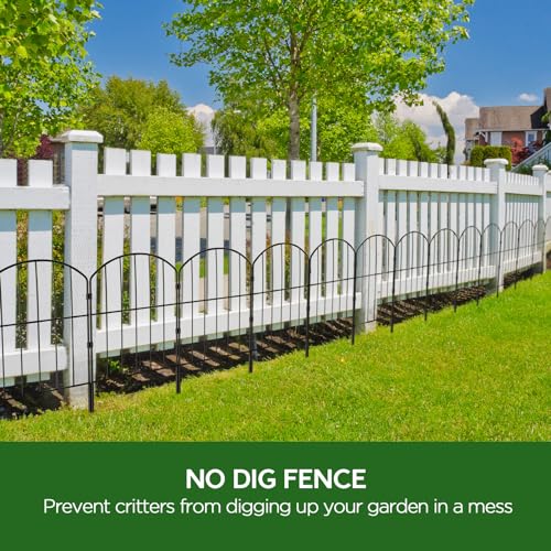 Black 10ft x 24in Rustproof Metal Garden Fence, 10 Pcs B4331