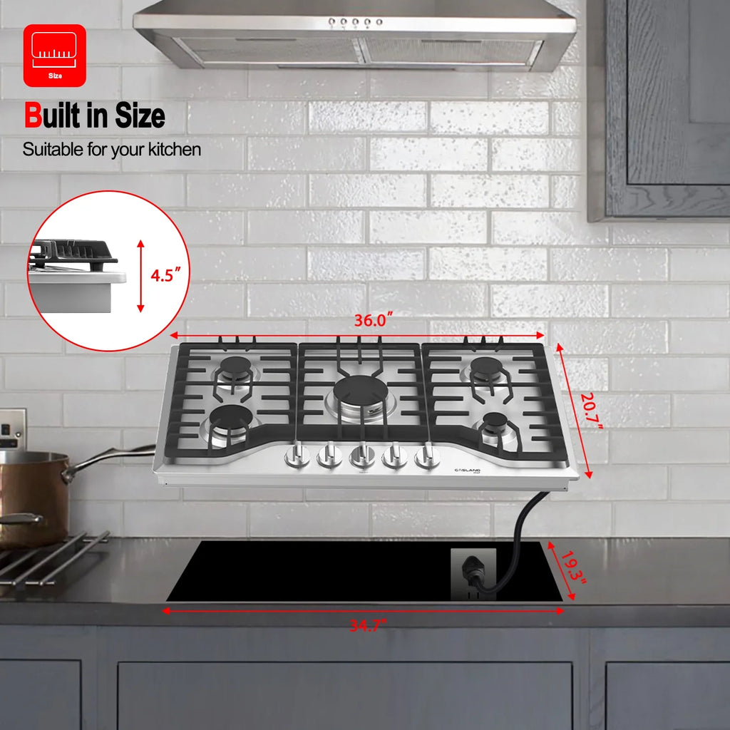 Stainless Steel 5 Burner Gas Cooktop Z594156