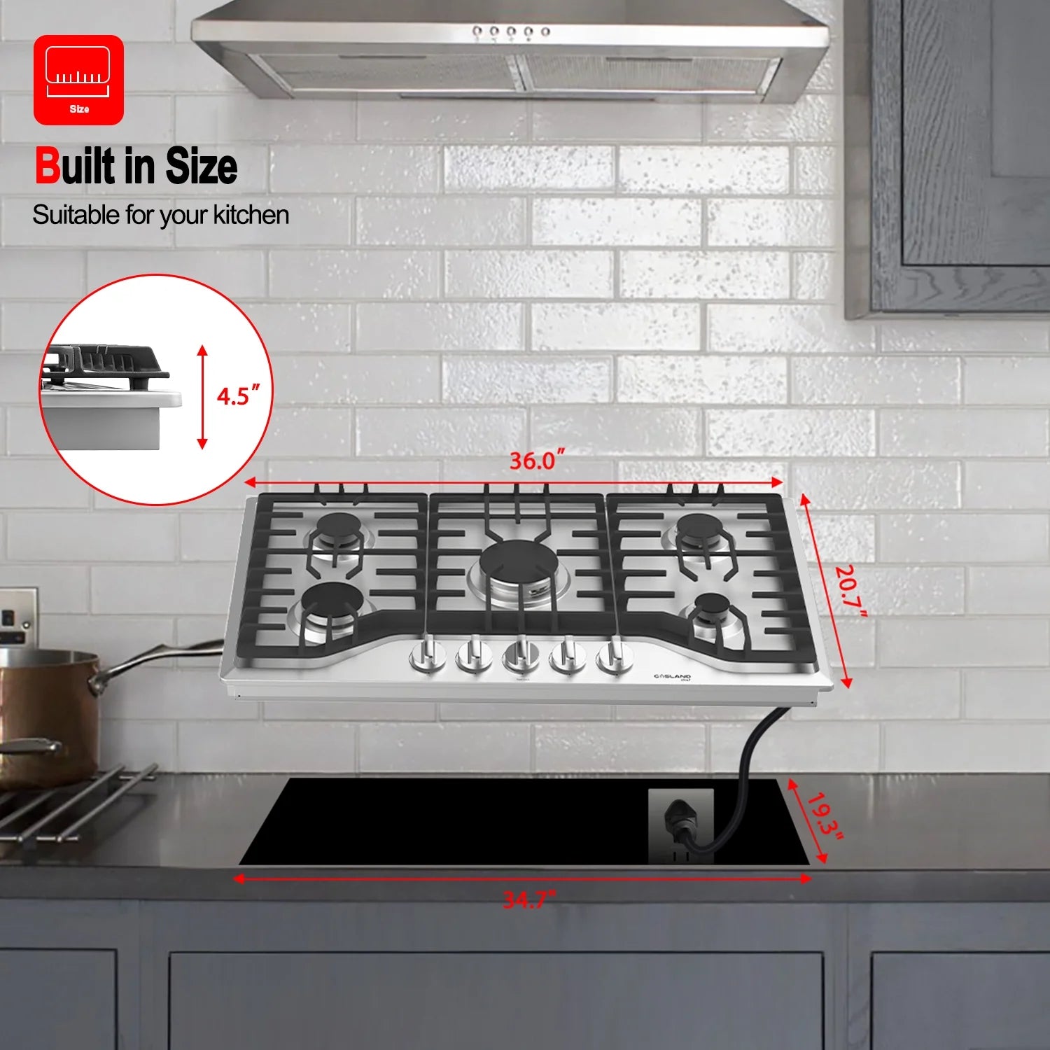 Stainless Steel 5 Burner Gas Cooktop Z594156