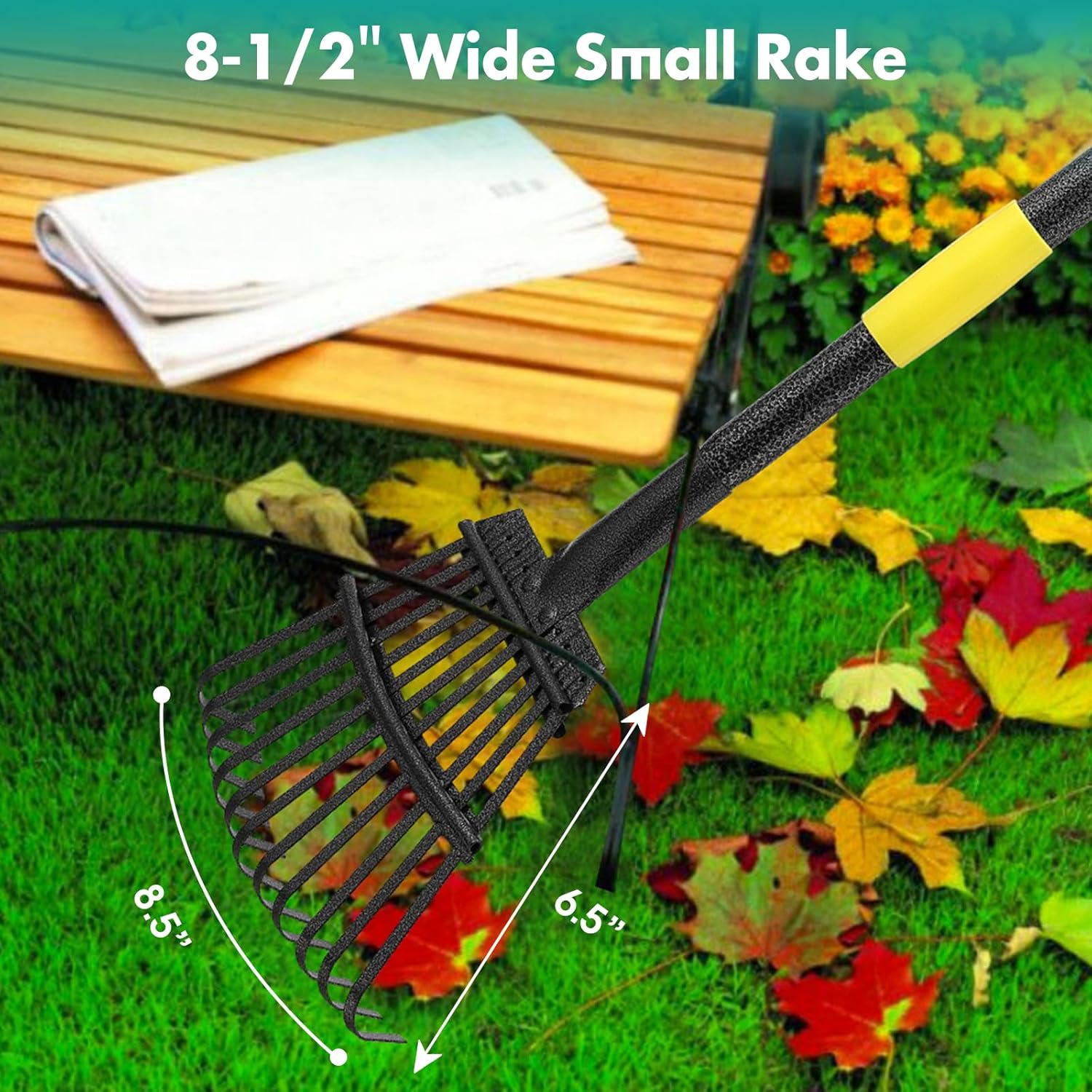 60 Inch Long Handle Metal Garden Leaf Rake T27824