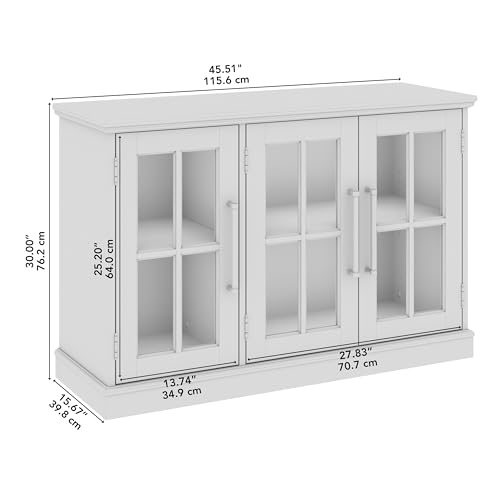 White Ash Sideboard Cabinet with Glass Doors U5002