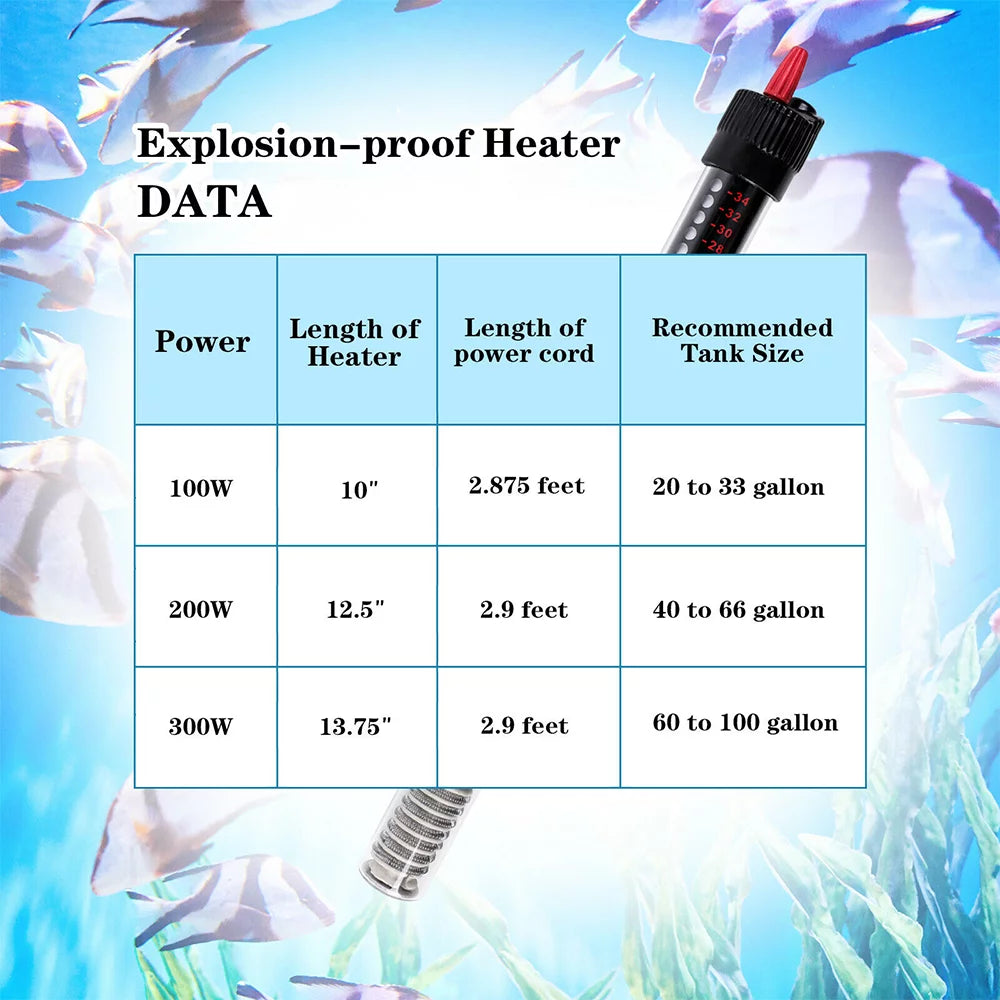 200W Adjustable Submersible Aquarium Heater T397129