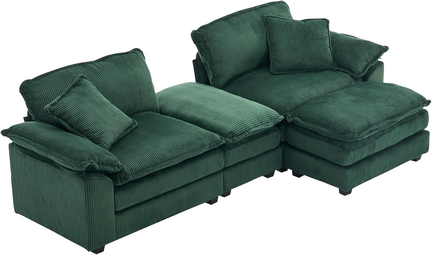 Oversized Green Convertible Sleeper Sofa with Ottoman & Pillows D2657