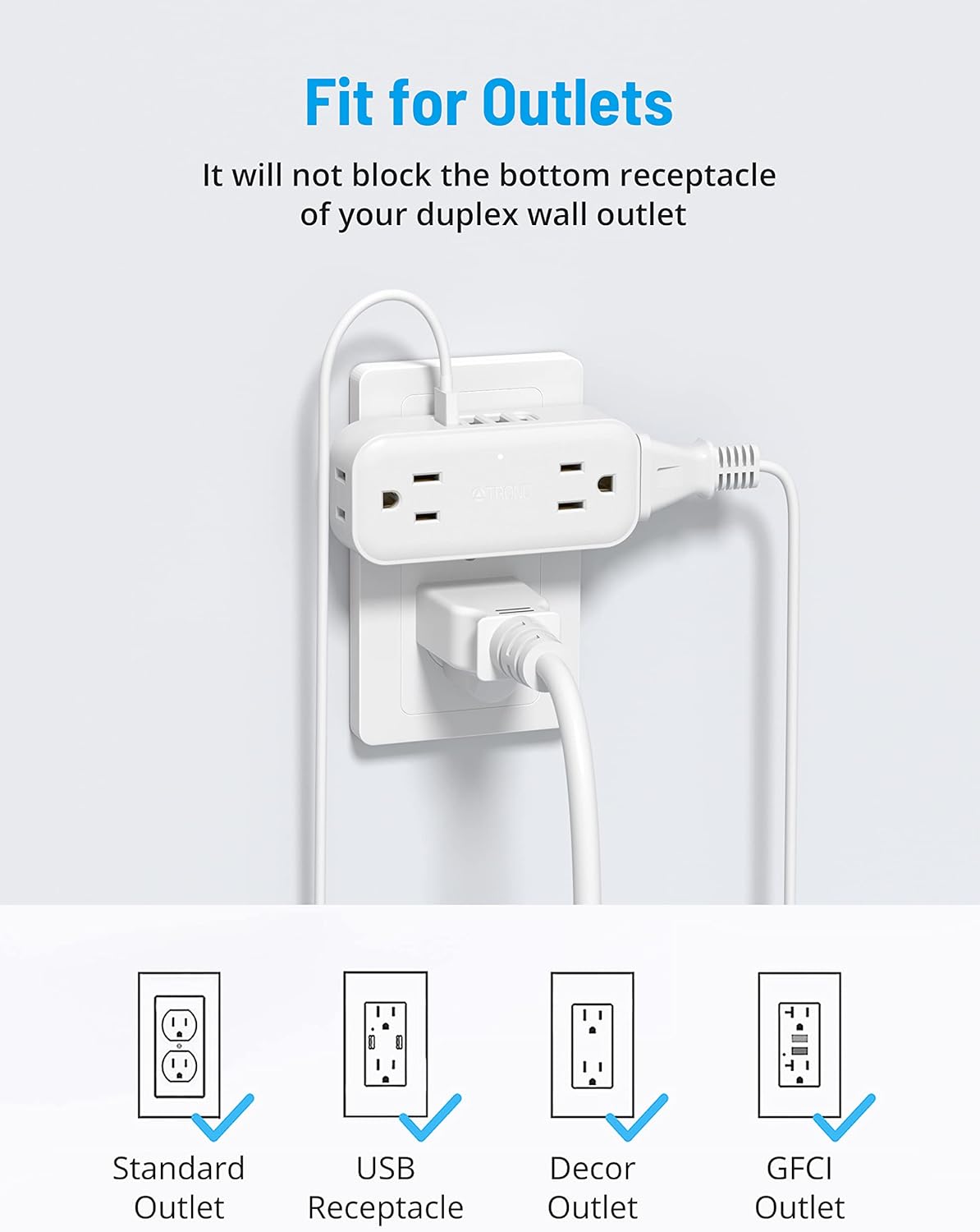 White 4 Outlet 4 USB Ports (1 USB C) Outlet Extender Q9206