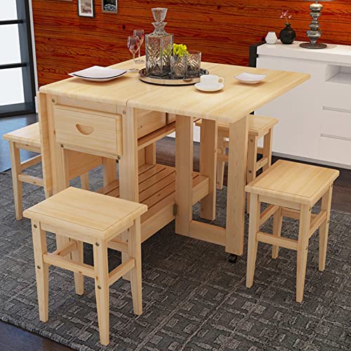 Foldable Drop Leaf Dining Table with Wheels Y16458