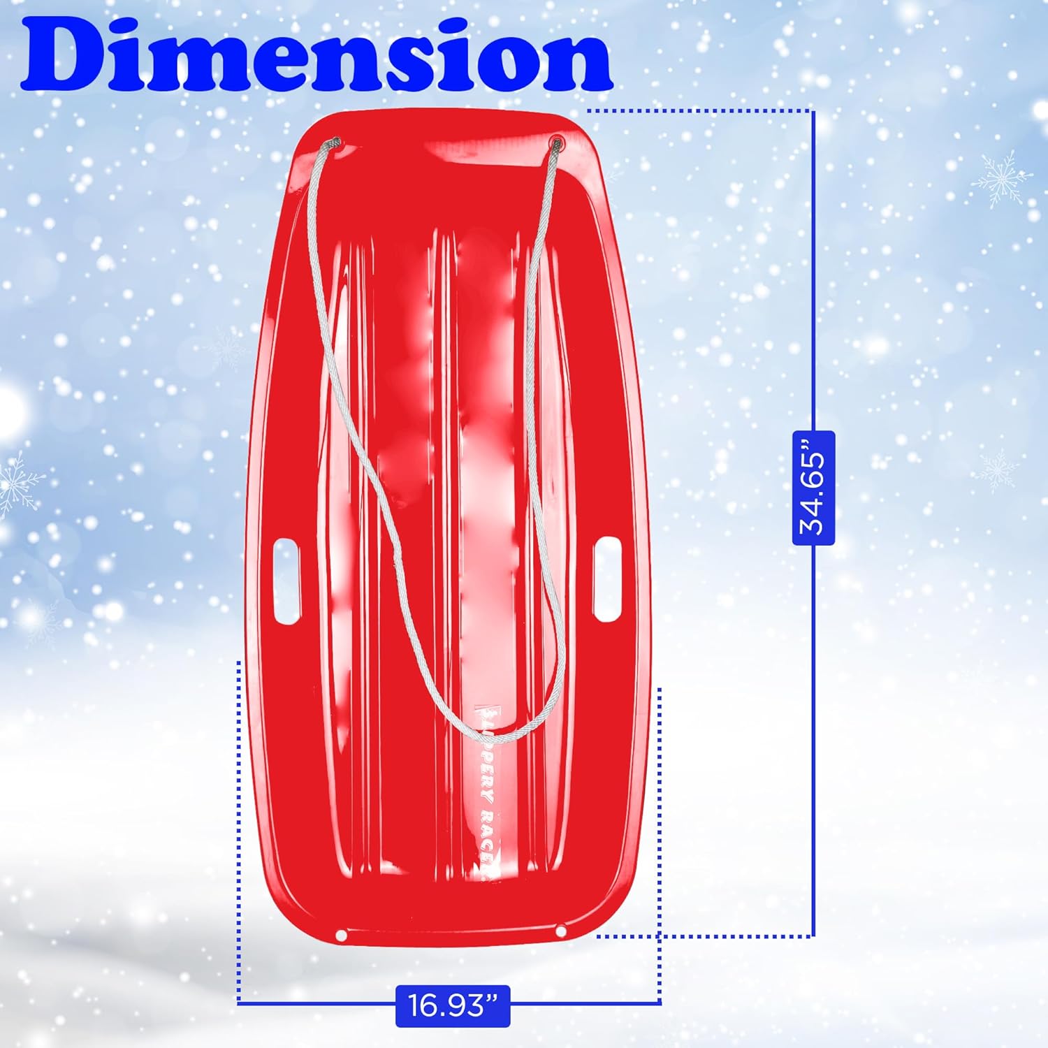 Flexible Plastic Toboggan Snow Sled with Pull Rope W3629