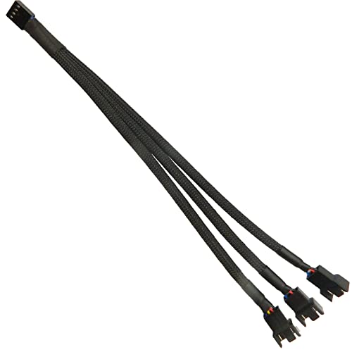 Black Sleeved 4 Pin PWM Fan Splitter Cable 10 Inches O45862