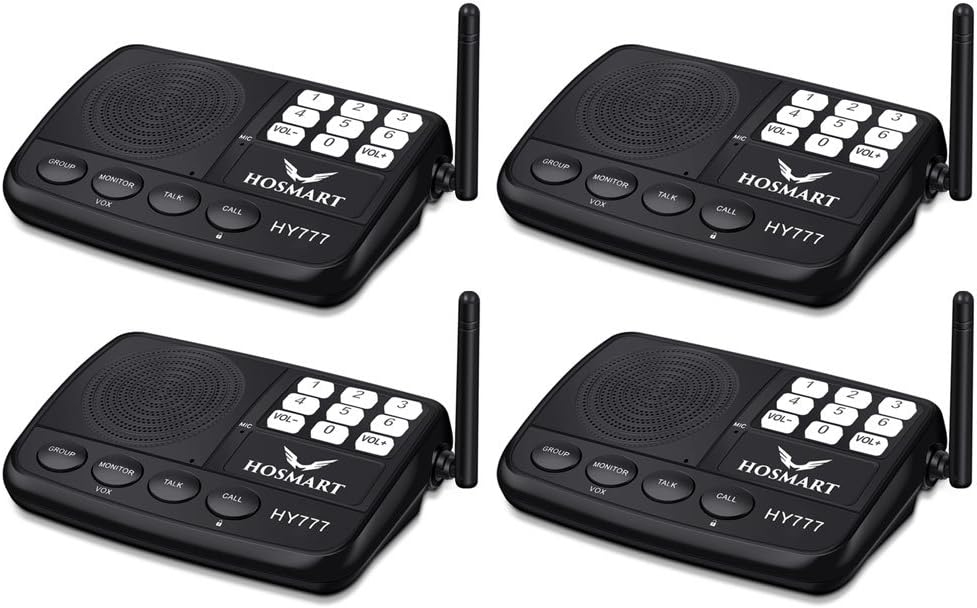 4 Stations Black Wireless Intercom System X891735