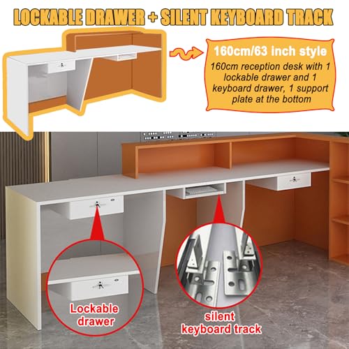 63" Wood Office Reception Desk Counter with Drawers Y863