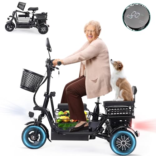 400W 48V Electric Tricycle with 3 Seats and Storage Baskets T288951