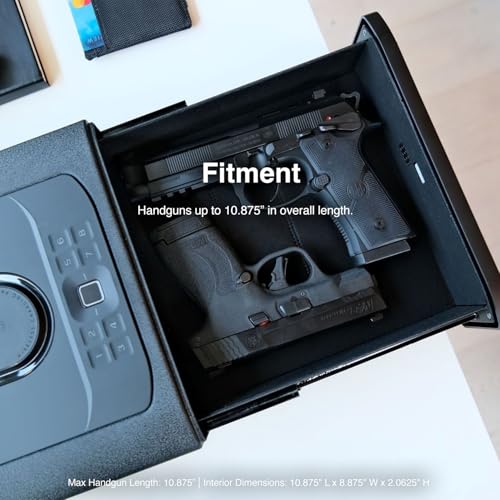 Covert Black Biometric Smart Safe with Dual Wireless Phone Charger + Auto Open Drawer T999