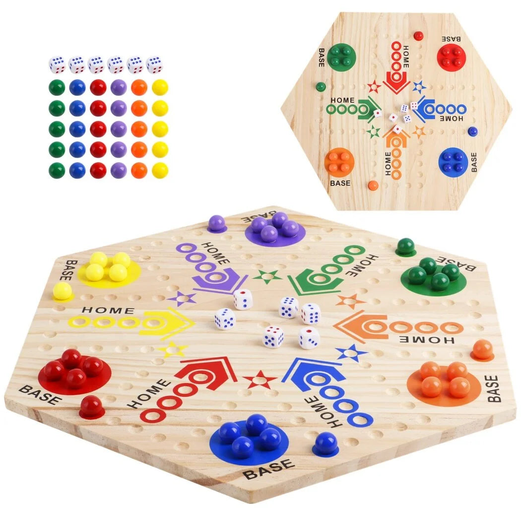 Double-Sided Wooden Marble Board Game J8140