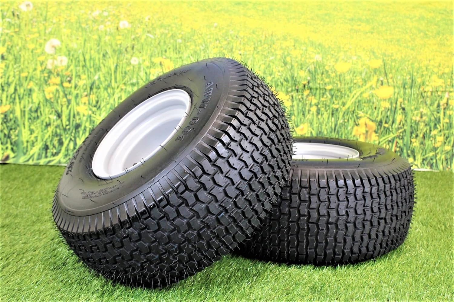 (Set of 2) 20x8.00-8 Lawn Mower Tires with Keyed Hub Wheel J298536