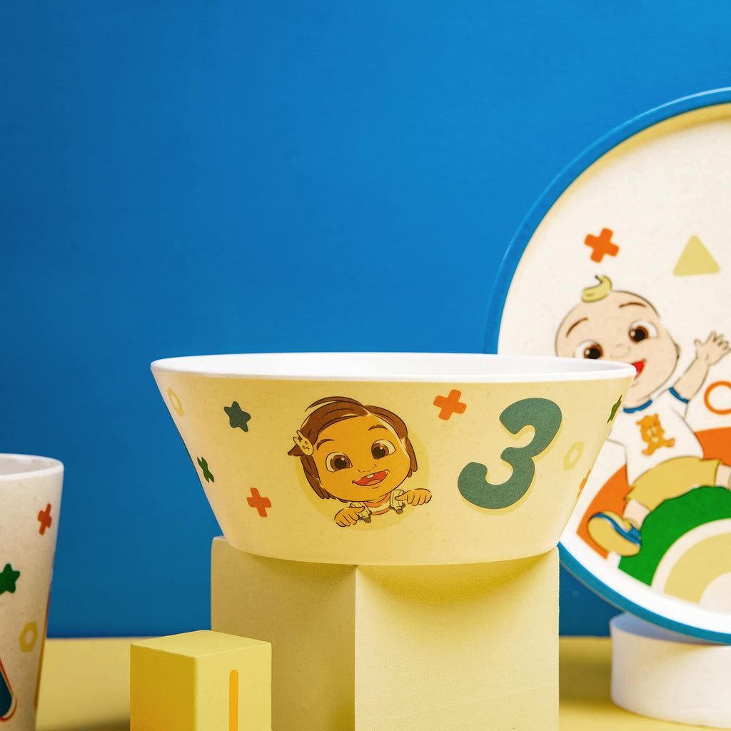 3 Piece Kids Dinnerware Set Melamine Bamboo Plate Bowl Tumbler U23753