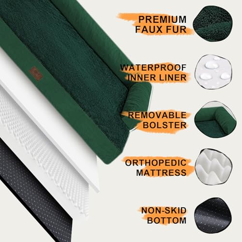 Large Dark Grey Orthopedic Dog Bed with Removable Cover G9834