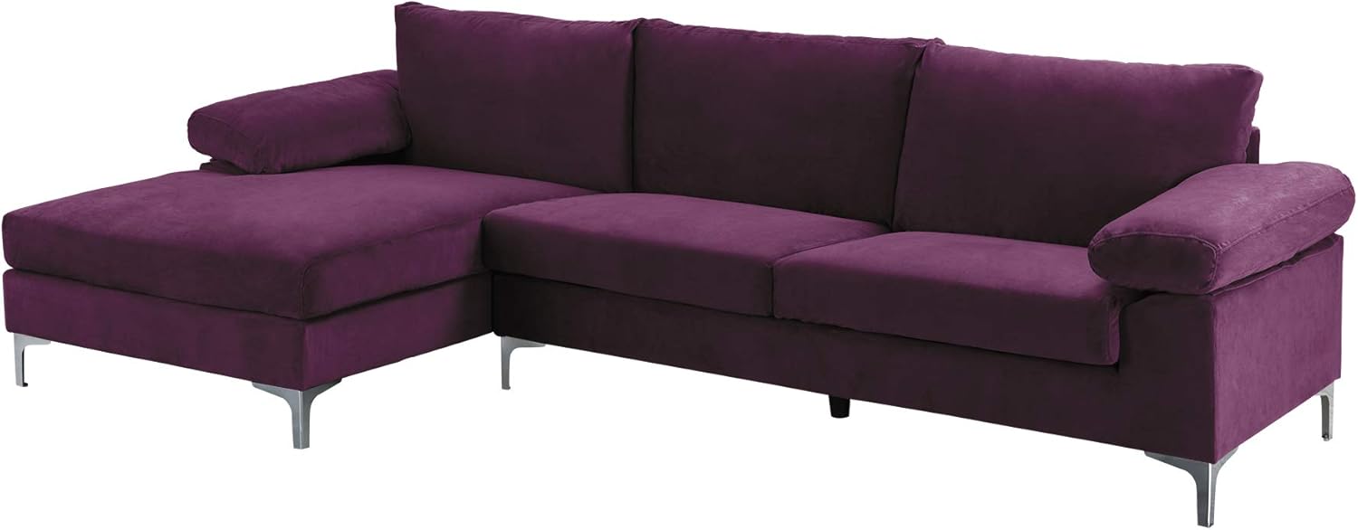 Purple Velvet L-Shape Sectional Sofa J754