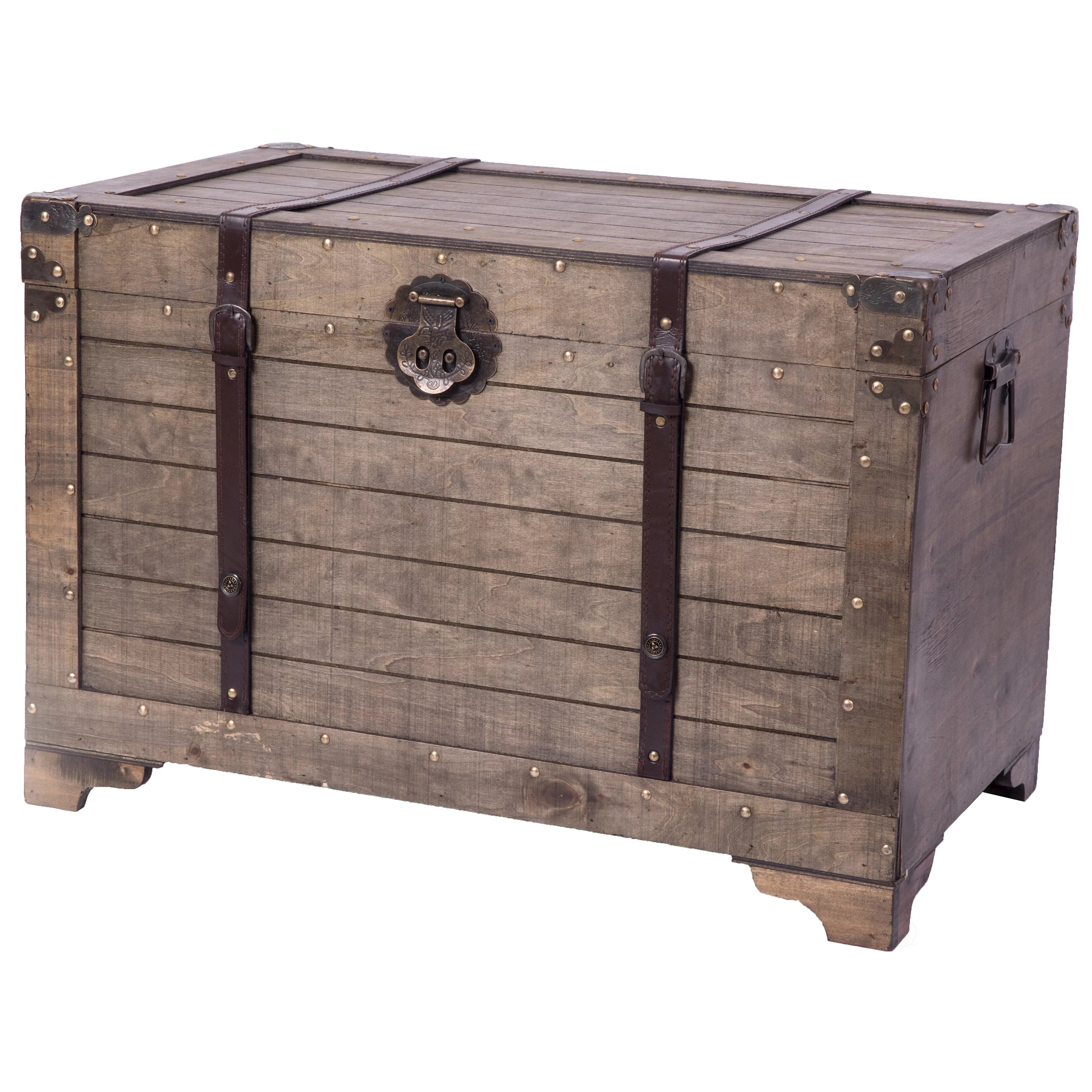 Large Natural Wood Storage Trunk and Coffee Table Y944