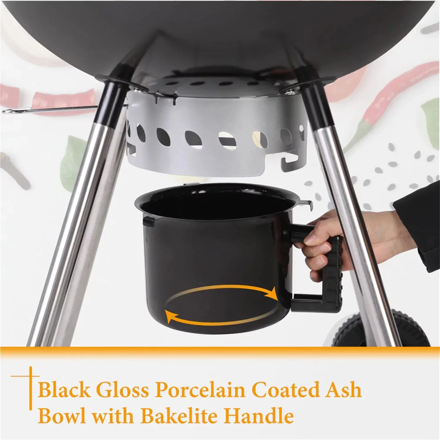 22" Portable Charcoal BBQ Grill, Black G914