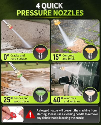 4800PSI 3.0 GPM Electric Pressure Washer with 4 Quick Connect Nozzles and 400ml Foam Cannon Q415