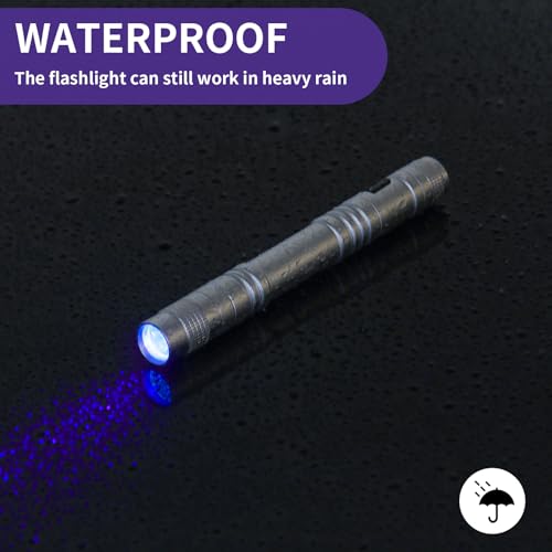 UV Black Light Flashlights, 4 Pack 395nm Mini Pen Lights with Clip, Waterproof Ultraviolet Flashlights Q186