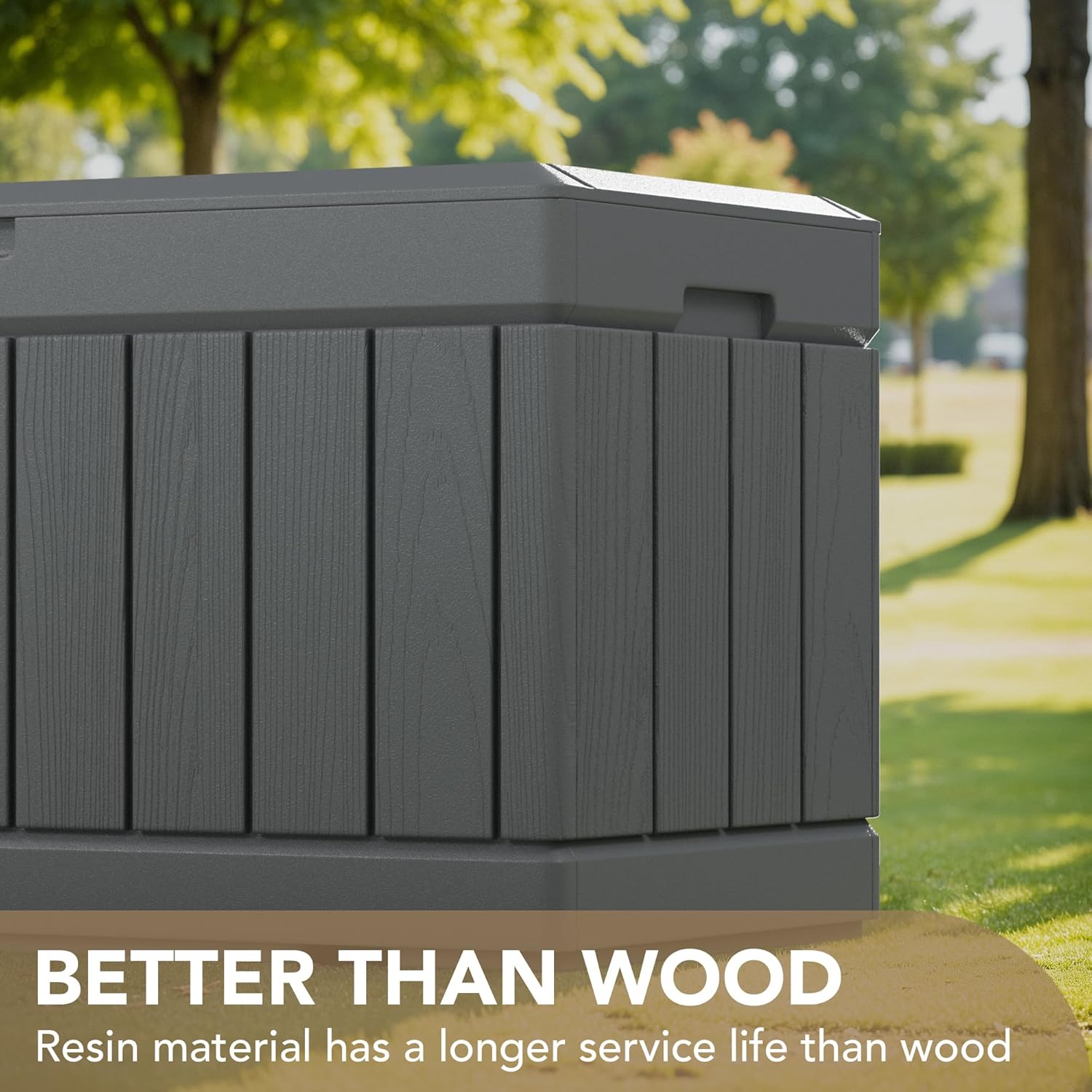 85 Gallon Lockable Resin Outdoor Storage Box Grey H719