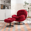 Velvet Swivel Accent Chair with Ottoman Set (Fruit Green) M75370