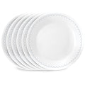 6-Piece Lightweight Round Salad Appetizer Plate Set, Winter Frost White Y968