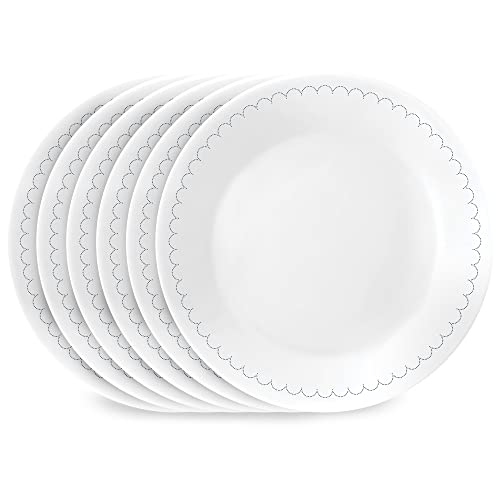 6-Piece Lightweight Round Salad Appetizer Plate Set, Winter Frost White Y968