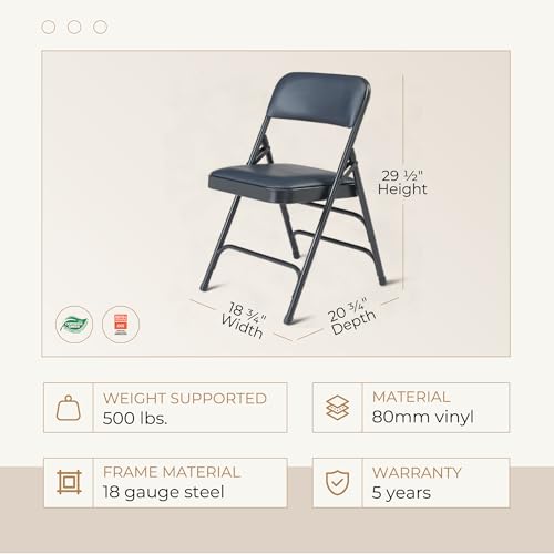 Black Vinyl Upholstered Folding Chair L8753