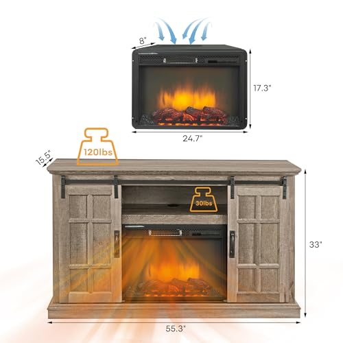White 43 Inch Electric Fireplace with Mantel F430