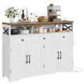 White Sideboard Buffet Cabinet with Drawers & Shelves H8232