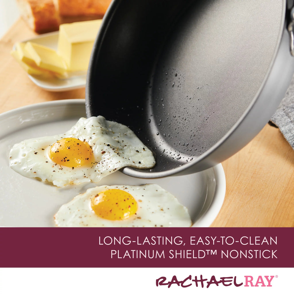 11 Piece Nonstick Pots and Pans Set, Burgundy Handles O666
