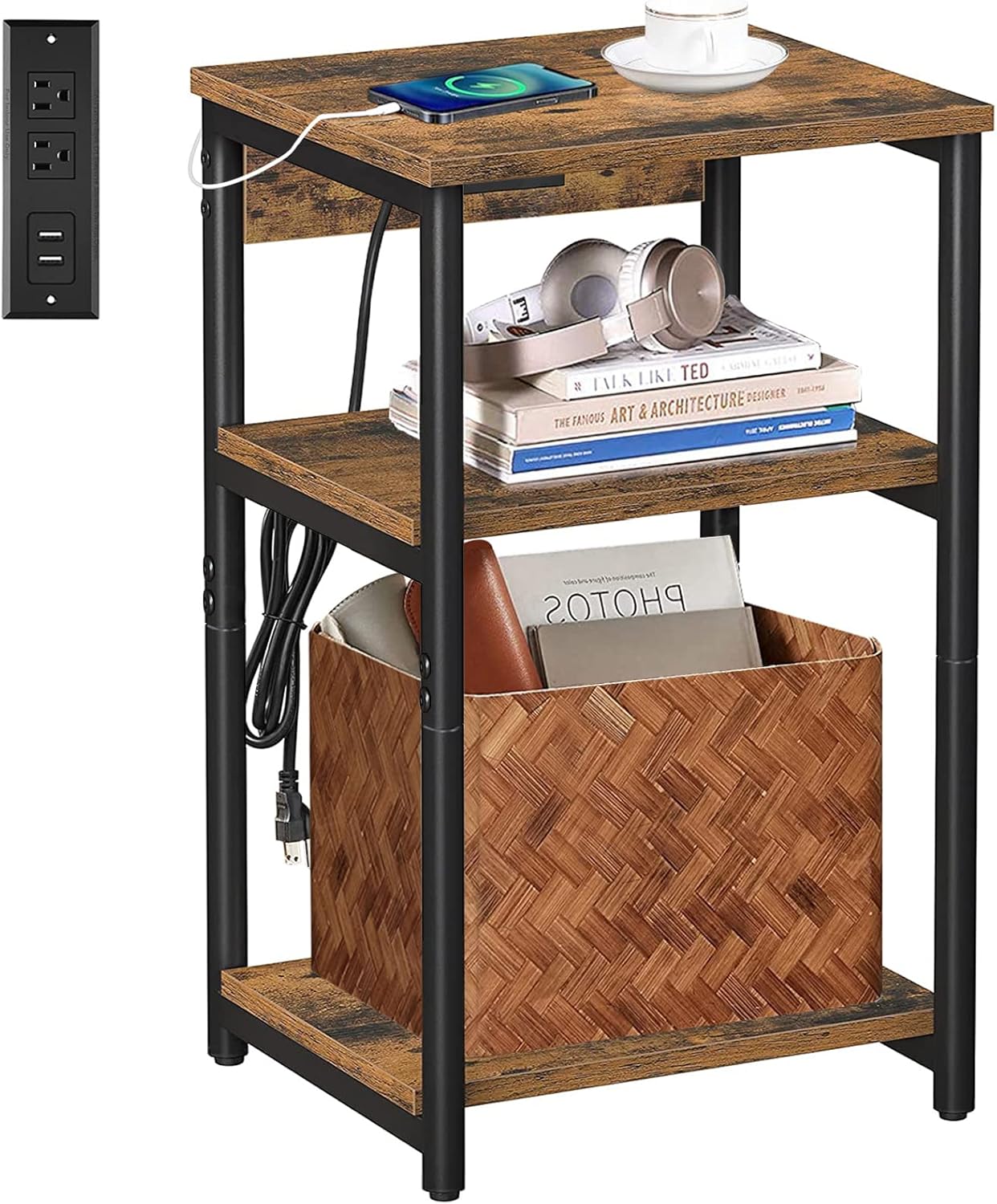 3-Tier End Table with Charging Station and USB Ports G4072