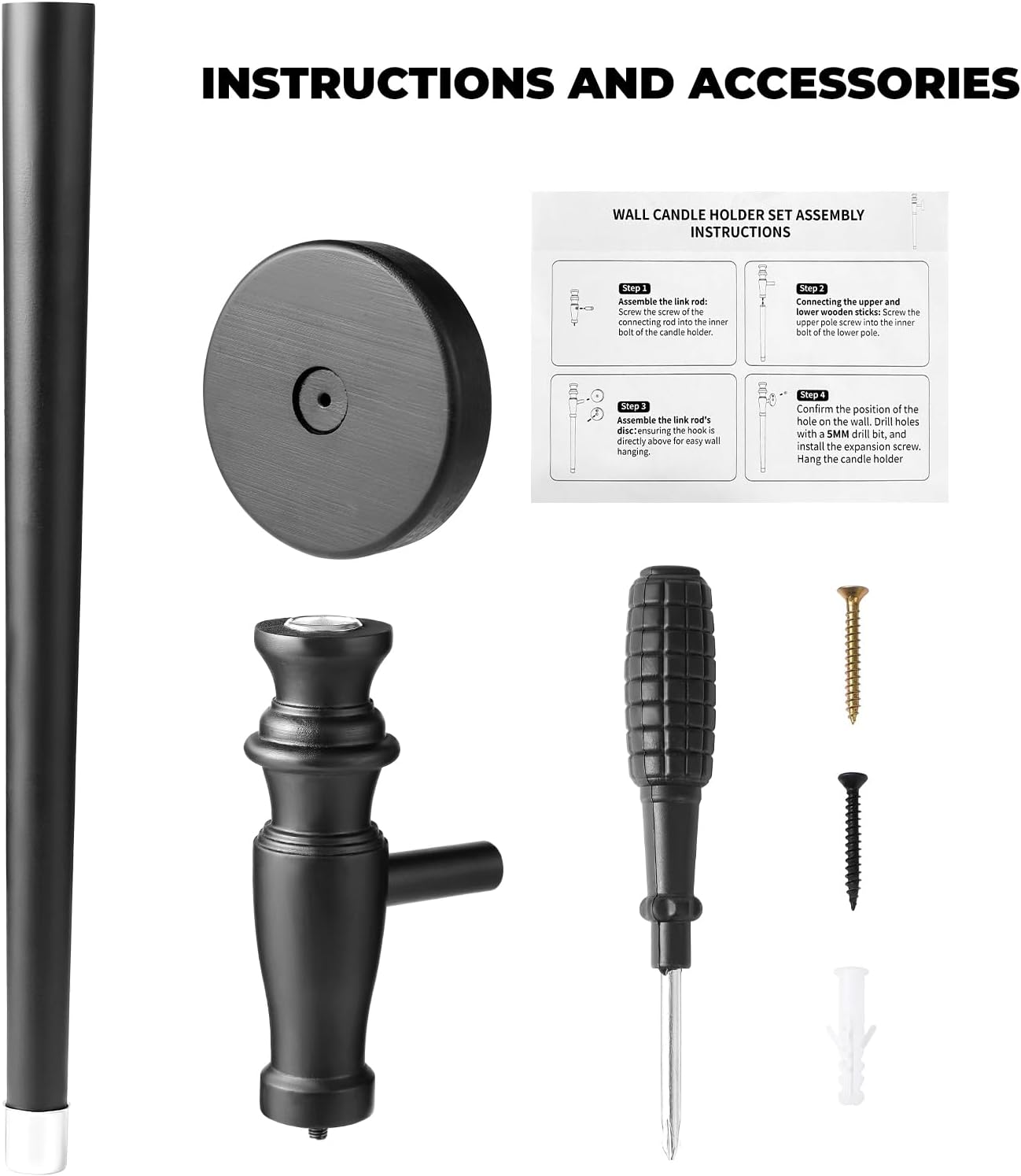 Set of 2 Black Wooden Wall Candle Sconces W5303