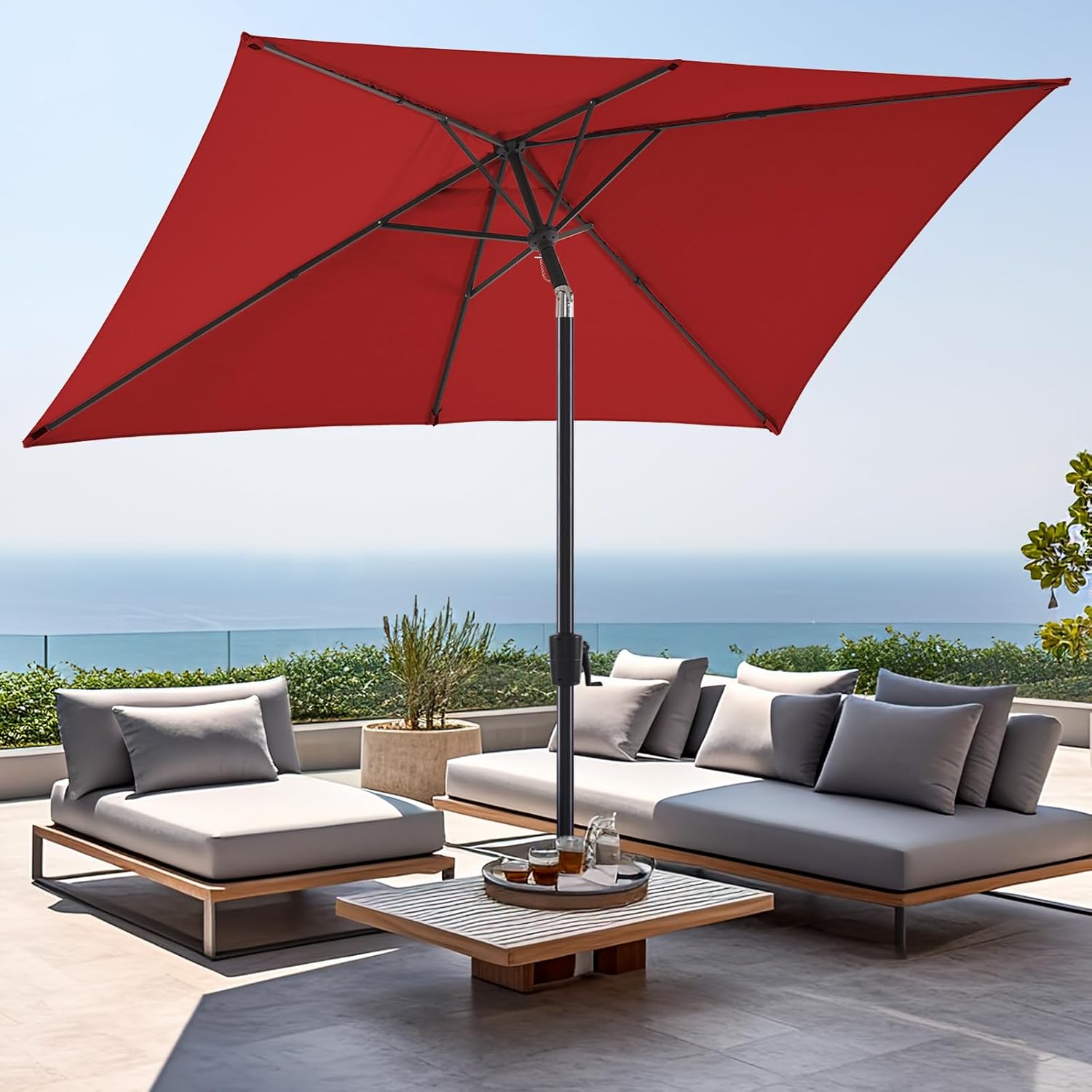 Olefin 6.6 x 9.8 FT Patio Umbrella (Apple Red) W7016
