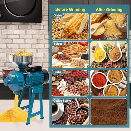 Electric Grain Mill Grinder, 3000W 110V Commercial Grain Grinder Machine with Funnel J9546