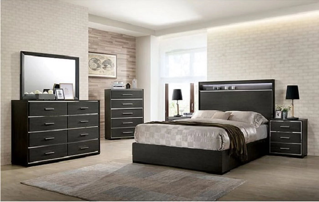 Gray Eastern King Size Storage Platform Bed C768