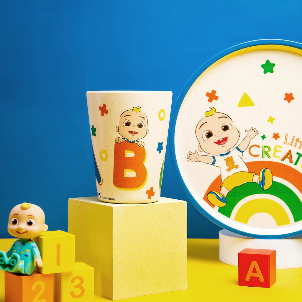 3 Piece Kids Dinnerware Set Melamine Bamboo Plate Bowl Tumbler U23753