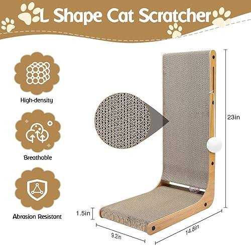 L-Shaped Cat Scratching Pad with Toy Balls L453093