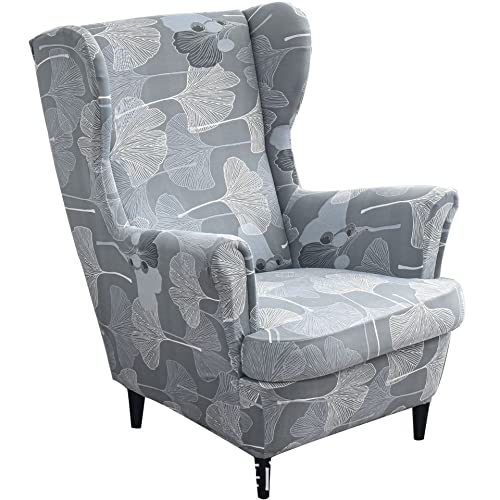 2 Pieces Stretch Spandex Wingback Chair Slipcovers A37176